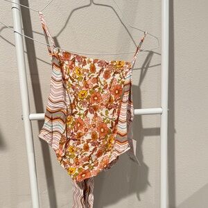 Floral & Stripe One-Piece top - Pink, Orange, Yellow